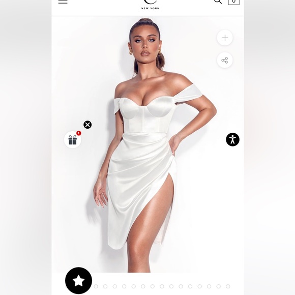 Miss Circle White Satin Dress - Picture 2 of 5